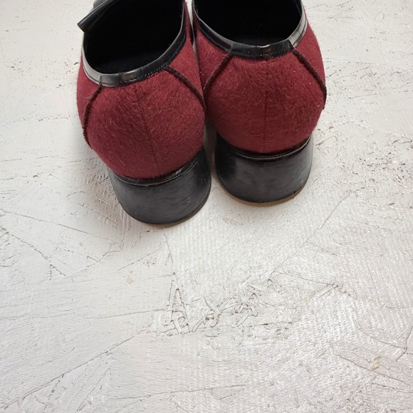DKNY Kiltie Wedge Flannel Shoes Red Burgundy Size‎ 8 Made in Italy - Picture 3 of 6